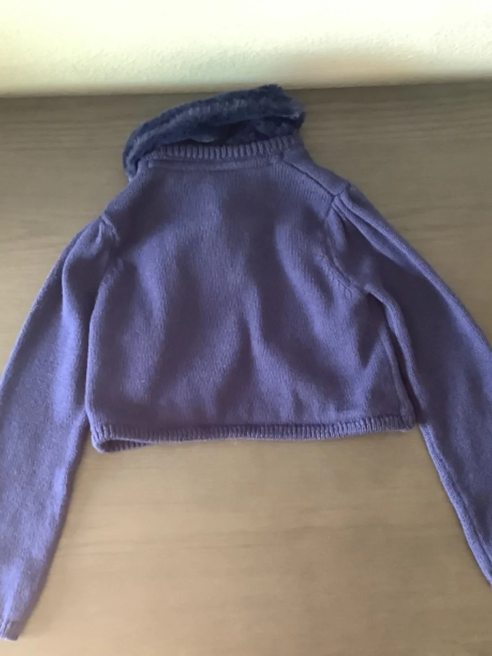 NWT Gymboree Girls Size 4T Navy Blue Crop Faux Fur Collar Cardigan Sweater Fairy